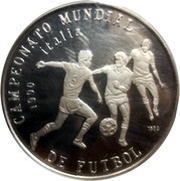5 Pesos 3 footballers, Cuba, 1989 reverse image