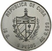 5 Pesos J. Marti and F. Castro; Trial strike obverse image