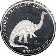 5 Pesos Apatosaurus reverse image
