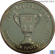 1 Dollar - Elizabeth II 4th Portrait - AFL Premiers Hawthorn 2014 reverse image