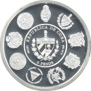 5 Pesos Prehispanic art obverse image