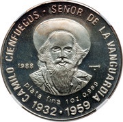 10 Pesos Camilo Cienfuegos, Cuba, 1988 reverse image