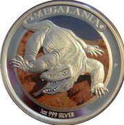 1 Dollar - Elizabeth II 4th Portrait - Megafauna - Megalania, Australia, 2014 reverse image