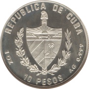 10 Pesos Volleyball; Piedfort obverse image