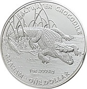 1 Dollar - Elizabeth II 4th Portrait - Saltwater Crocodile - Graham, Australia, 2014 reverse image