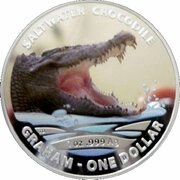 1 Dollar - Elizabeth II 4th Portrait - Saltwater Crocodile - Graham, Australia, 2014 reverse image