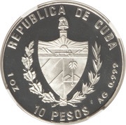 10 Pesos 40th. Moncada Anniversary; Trial Strike obverse image