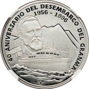 10 Pesos 40th Anniversary of Landing of the Granma, Cuba, 1996 reverse image