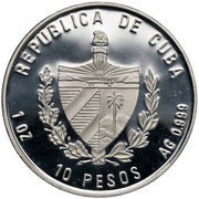 10 Pesos Fidel Castro's visit to the Vatican obverse image