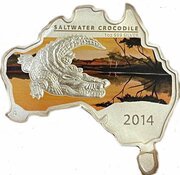 1 Dollar - Elizabeth II 4th Portrait - Crocodile, Australia, 2014 reverse image