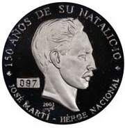 10 Pesos Jose Marti’s 150th Birthday, Cuba, 2003 reverse image