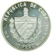 10 Pesos Solenodon Cubano - colorized obverse image