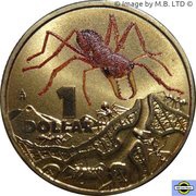 1 Dollar - Elizabeth II 4th Portrait - Bright Bug Series - Red Bull Ant reverse image