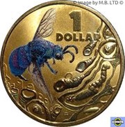 1 Dollar - Elizabeth II 4th Portrait - Bright Bug Series - Cuckoo Wasp reverse image