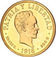 20 Pesos José Martí, Cuba, 1915-1916 reverse image