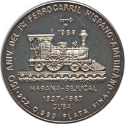 20 Pesos First Cuban Railroad, Cuba, 1988 reverse image