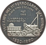 20 Pesos First Railroad in England, Cuba, 1988 reverse image