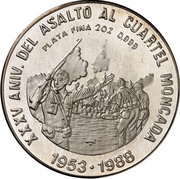 20 Pesos Assault to the Moncada Garrison, Cuba, 1988 reverse image