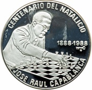 20 Pesos José Raúl Capablanca, Cuba, 1988 reverse image