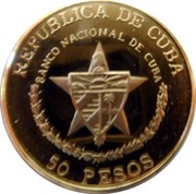50 Pesos First Railroad in England obverse image