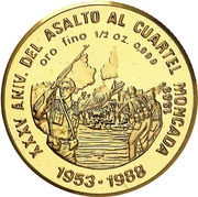 50 Pesos Assault to the Moncada Garrison, Cuba, 1989 reverse image