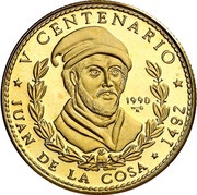 50 Pesos Juan de la Cosa, Cuba, 1990 reverse image
