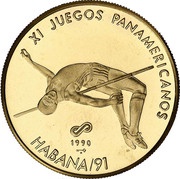 50 Pesos High jump, Cuba, 1990 reverse image