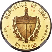 50 Pesos Baseball; Piedfort obverse image