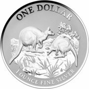 1 Dollar - Elizabeth II 4th Portrait - Silver Kangaroo, Australia, 2014 reverse image