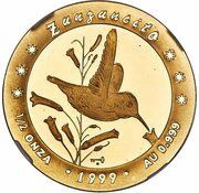 50 Pesos Bee Hummingbird, Cuba, 1999 reverse image