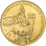 100 Pesos "The Liberty", Cuba, 1989 reverse image