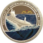 1 Dollar - Elizabeth II 4th Portrait - Submarine Service, Australia, 2014 reverse image