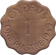 1 Piastre - George VI, Cyprus, 1949 reverse image