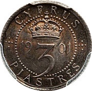 3 Piastres - Victoria reverse image
