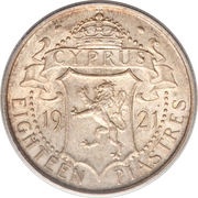 18 Piastres - George V, Cyprus, 1913-1921 reverse image
