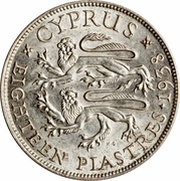 18 Piastres - George VI, Cyprus, 1938-1940 reverse image