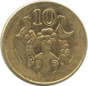 10 Cents Type 2 coat of arms, Cyprus, 1991-2004 reverse image