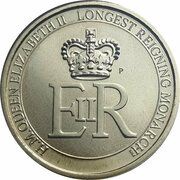 1 Dollar - Elizabeth II 4th Portrait - Longest Reigning Monarch reverse image