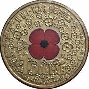 1 Dollar - Elizabeth II 4th Portrait - WW1 War Heroes Red Poppy reverse image