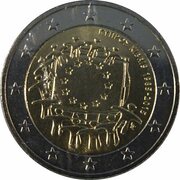 2 Euros 30 Years of European Union Flag obverse image