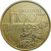 1 Dollar - Elizabeth II 4th Portrait - Lest We Forget - Gallipoli reverse image
