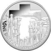 1 Dollar - Elizabeth II 4th Portrait - ANZAC Centenary - Silver Proof, Australia, 2015 reverse image