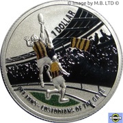 1 Dollar - Elizabeth II 4th Portrait - AFL Custodians Of The Game - Coloured Silver Proof, Australia, 2015 reverse image