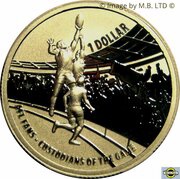 1 Dollar - Elizabeth II 4th Portrait - AFL Custodians Of The Game - Gold Plated Silver Proof reverse image