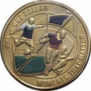 1 Dollar - Elizabeth II 4th Portrait - NRL - Moments That Matter - Coloured reverse image