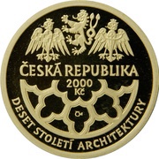 2000 Korun Early Gothic - Monastery in Vyšší Brod obverse image