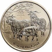 1 Dollar - Elizabeth II 4th Portrait - Year of the Goat reverse image