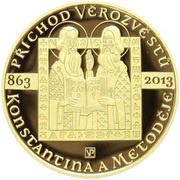 10 000 Korun Missionaries Constantine and Methodius, Czech Republic, 2013 reverse image