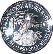 1 Dollar - Elizabeth II 4th Portrait - Kookaburra - Silver Proof - High Relief, Australia, 2015 reverse image