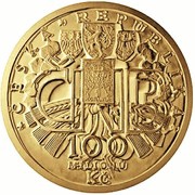 100 000 000 Korun 100 Years of Czechoslovak Currency obverse image